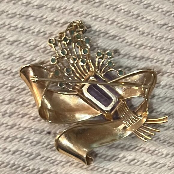 Vintage Art Deco Purple Gem Brooch Pin - Picture 3 of 3